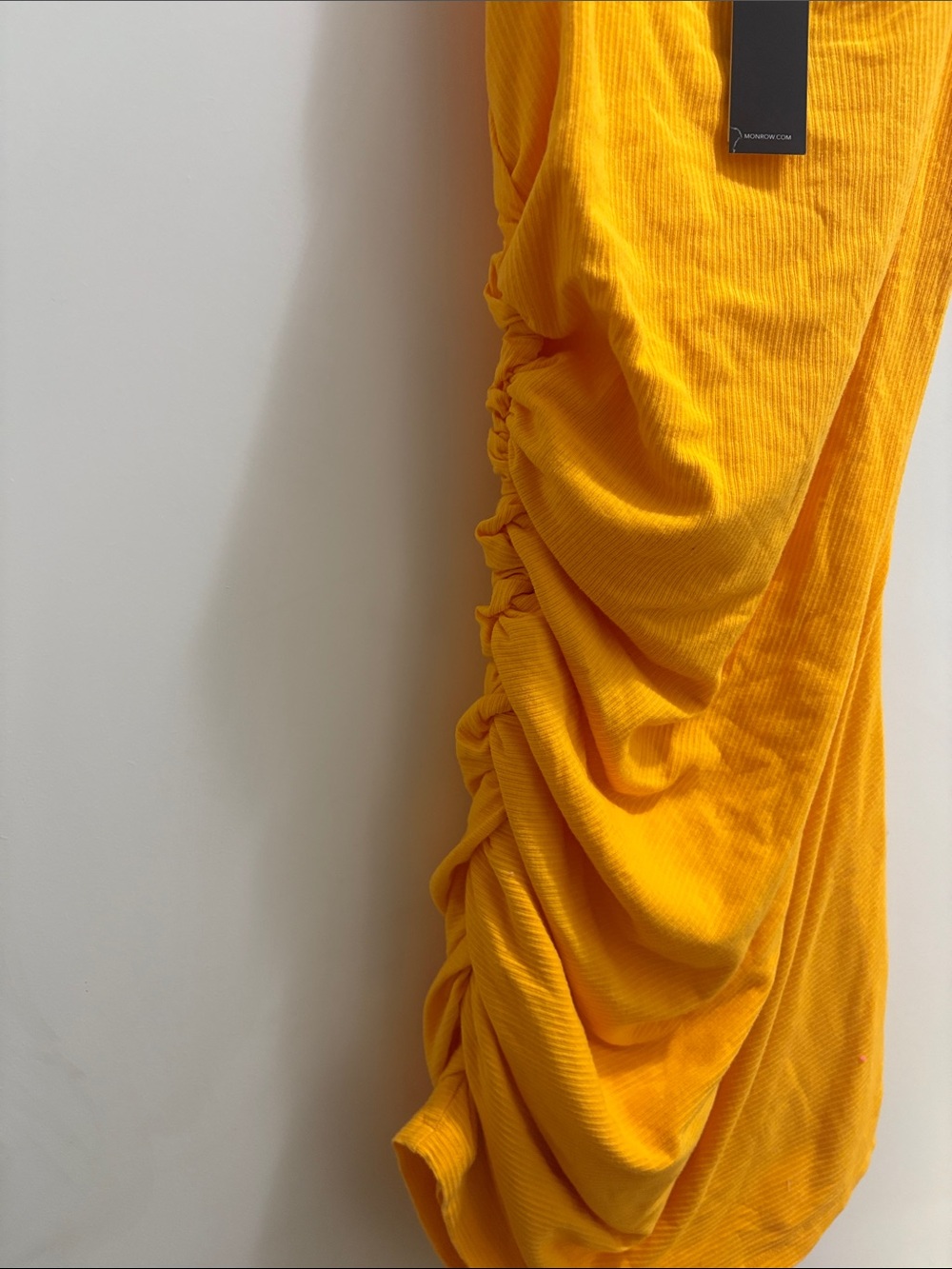 Monrow Ribbed Ruched Tank Dress - Yellow - Picture 3 of 5
